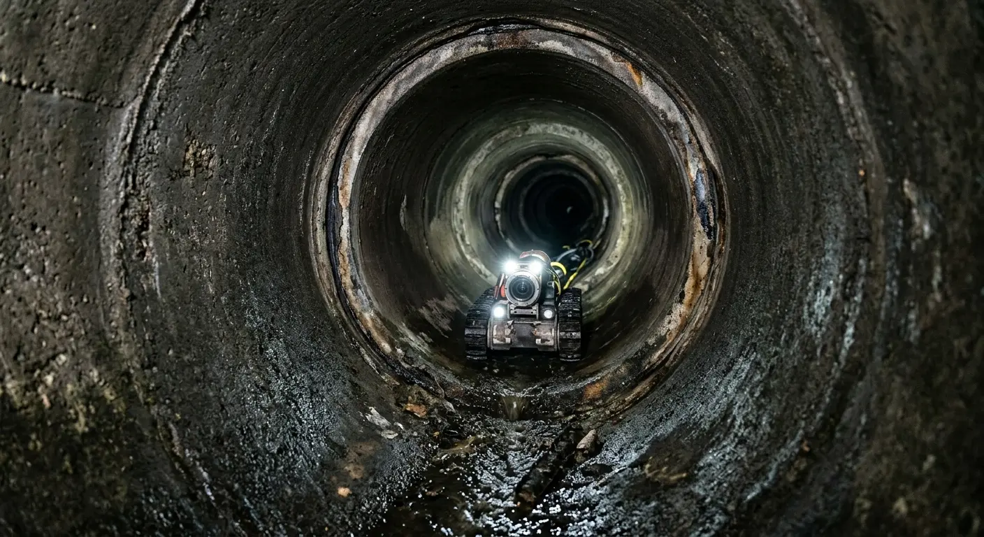 Robotic sewer camera inspecting pipe interior for Drain Snake Service in Parole